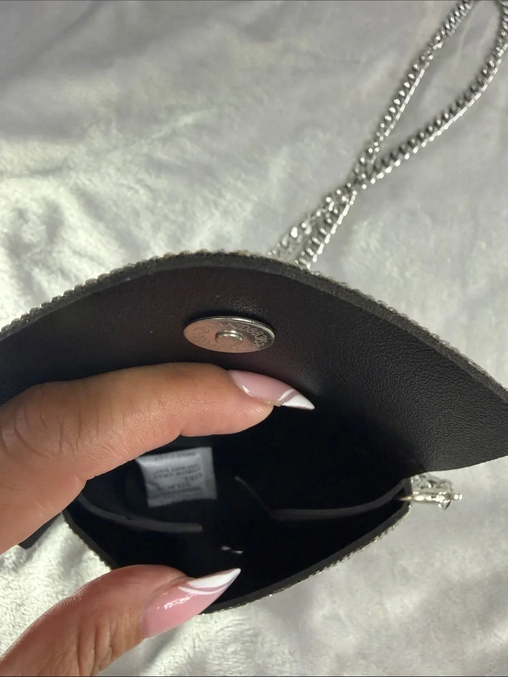 Crystal Embellished Silver Crossbody Bag